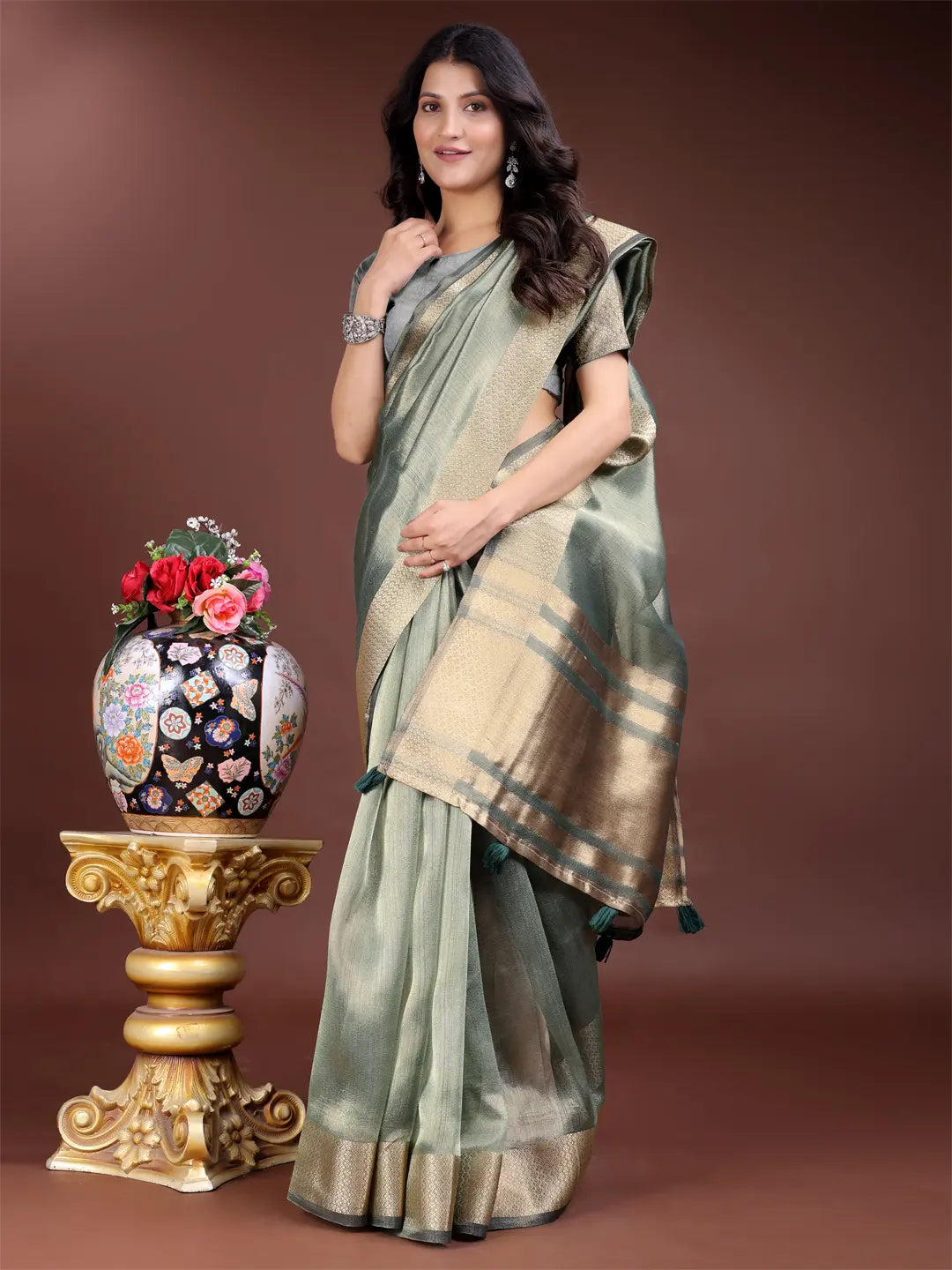 Sea Green Organza Saree