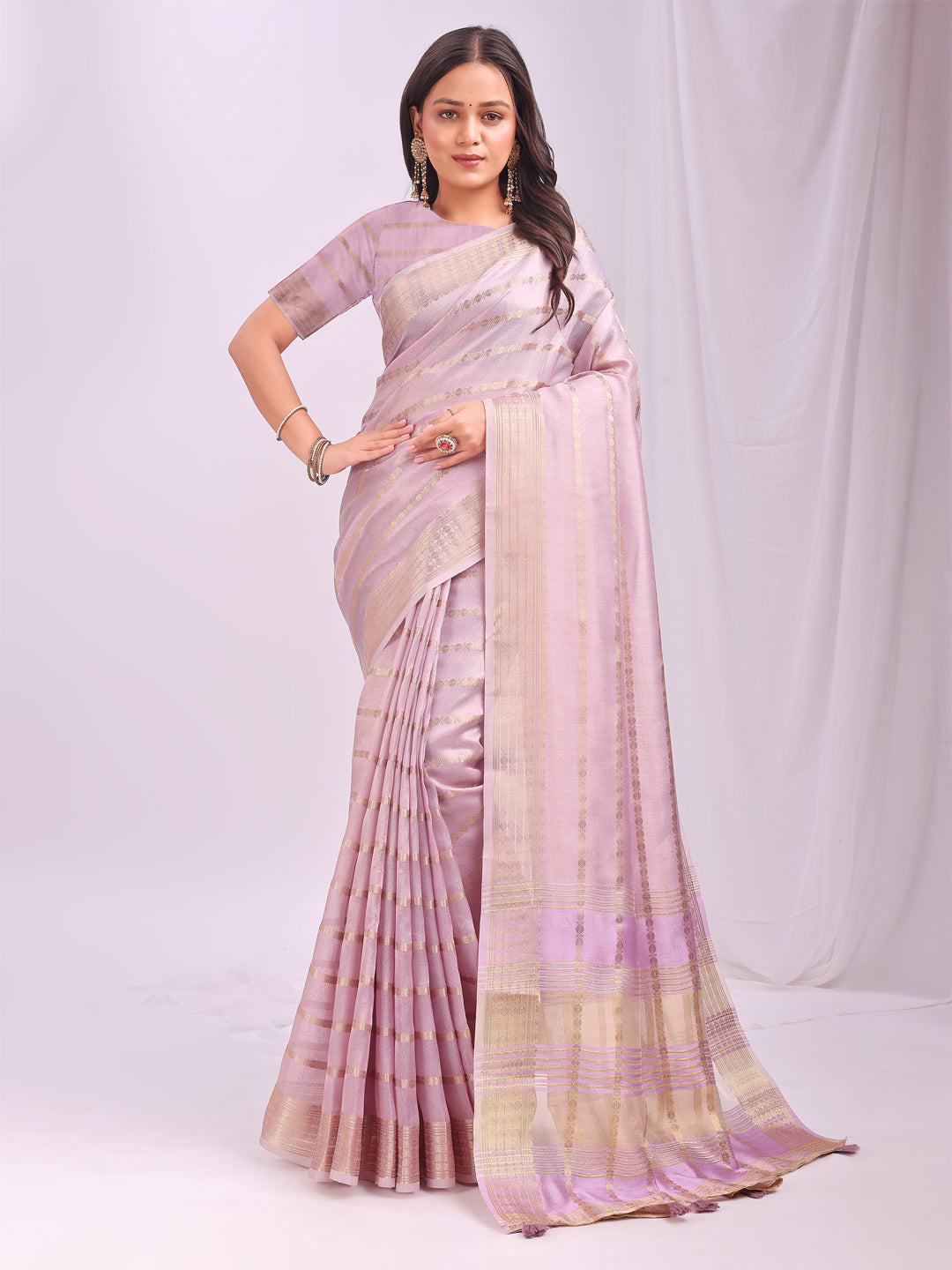 Light Pink Organza Saree