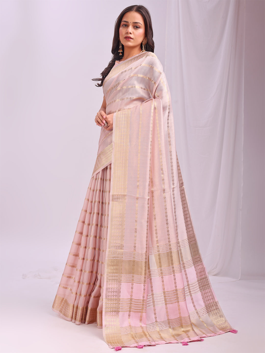 Peach Organza Saree