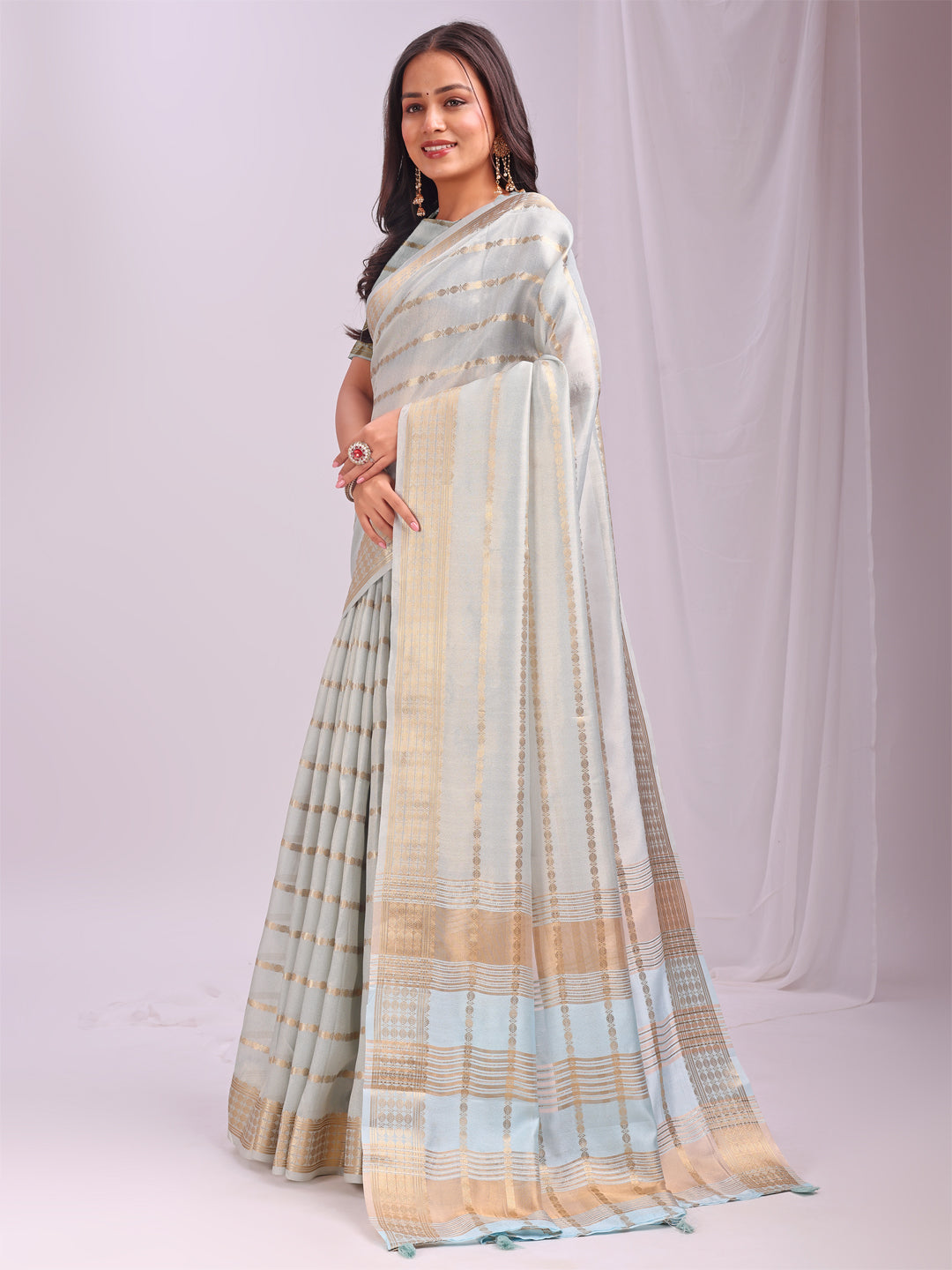 Sky Blue Organza Saree