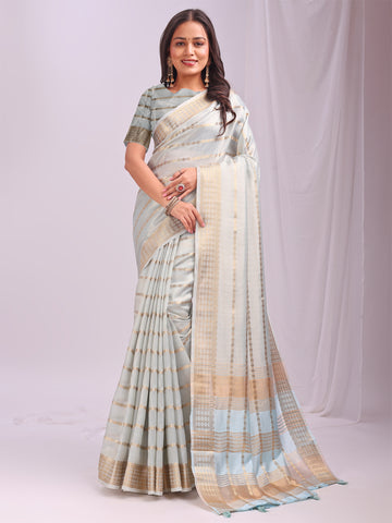 Sky Blue Organza Saree