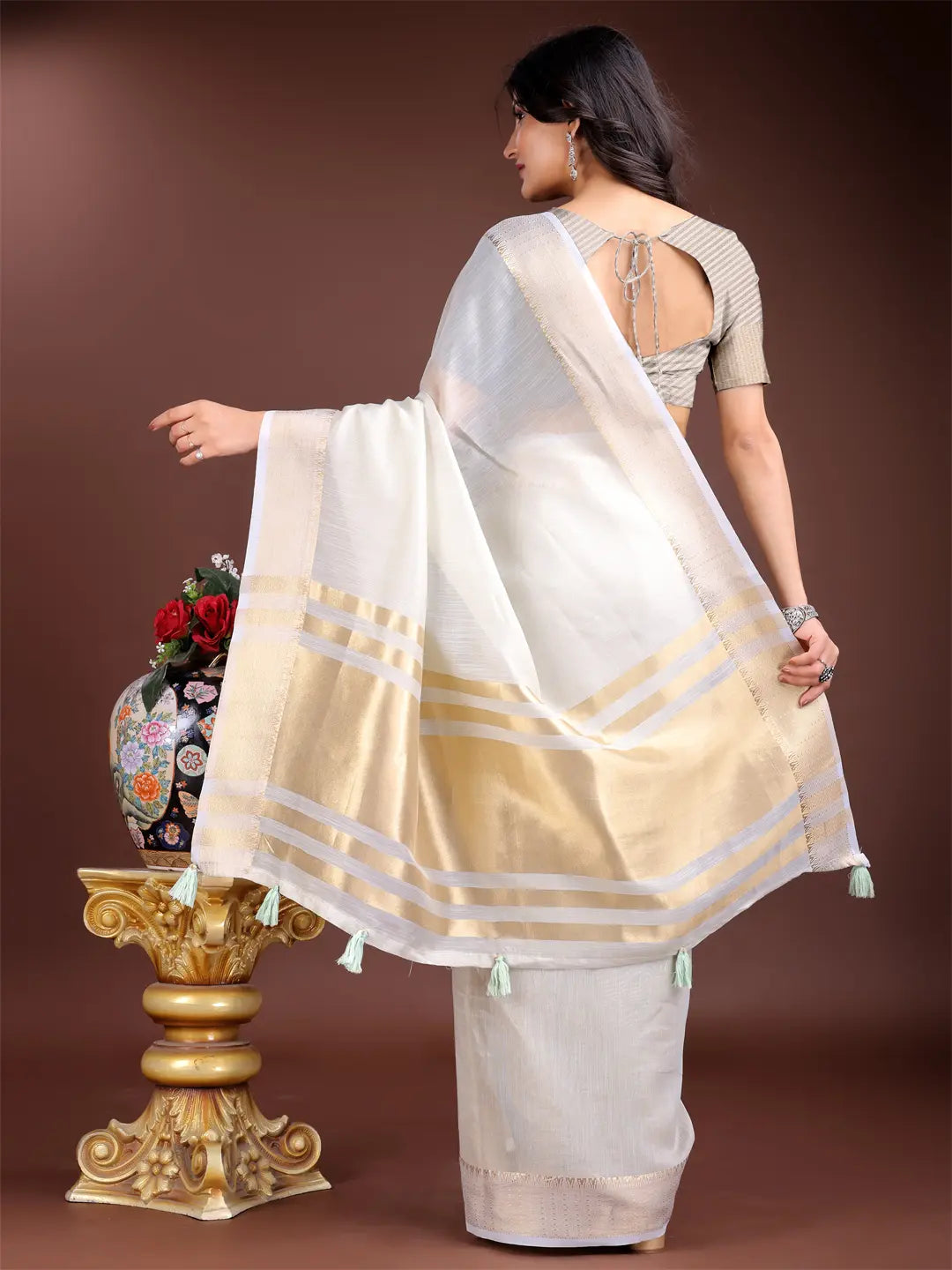 Gray Cotton Saree