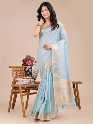 Sky Blue Organza Saree