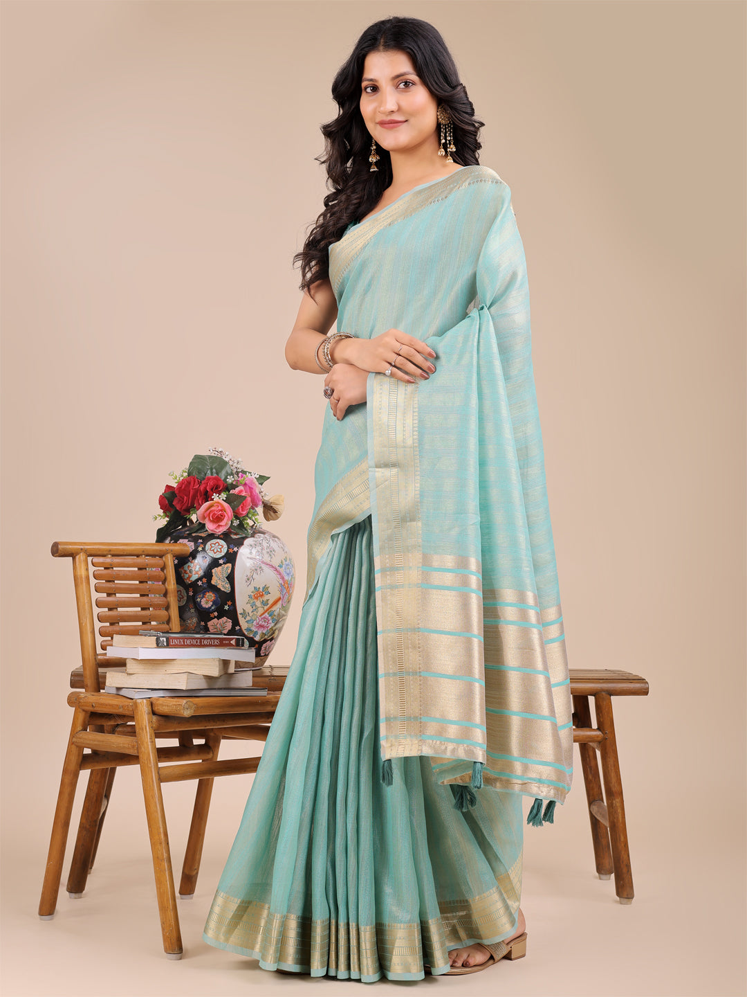 Sea Green Organza Saree