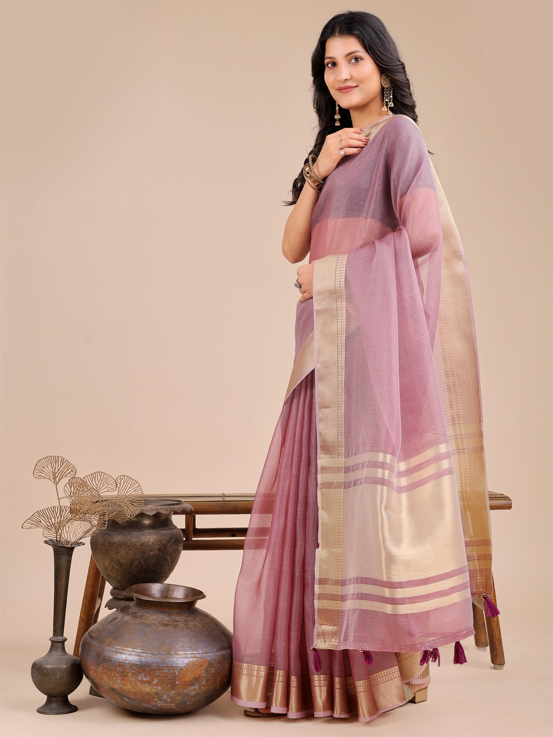 Purple Organza Saree