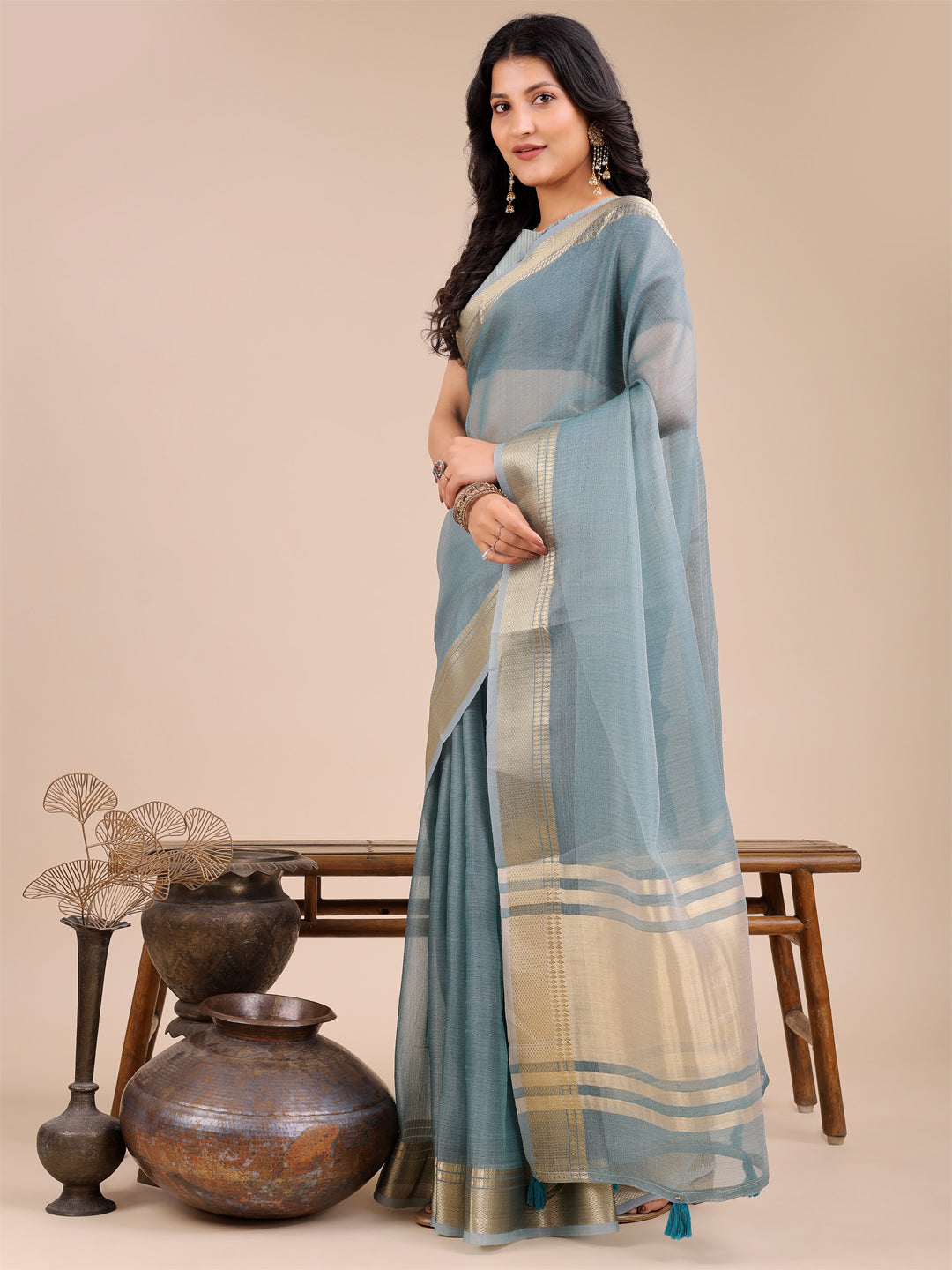 Sea Green Organza Saree