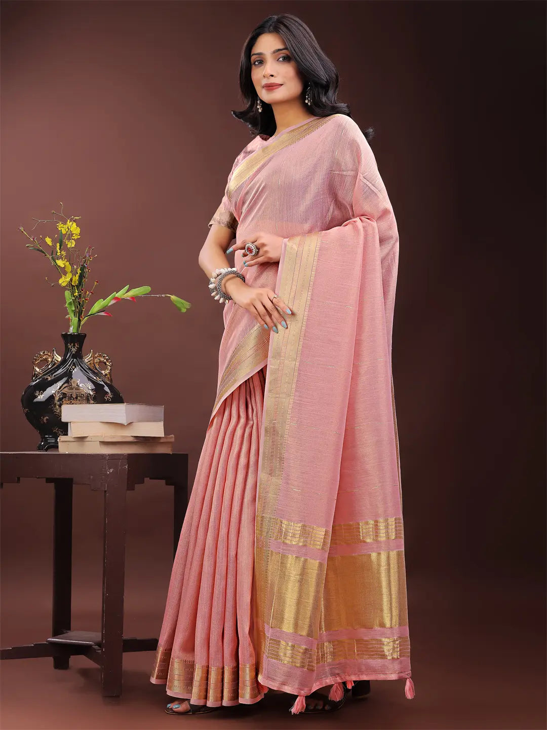 Light Pink Organza Saree