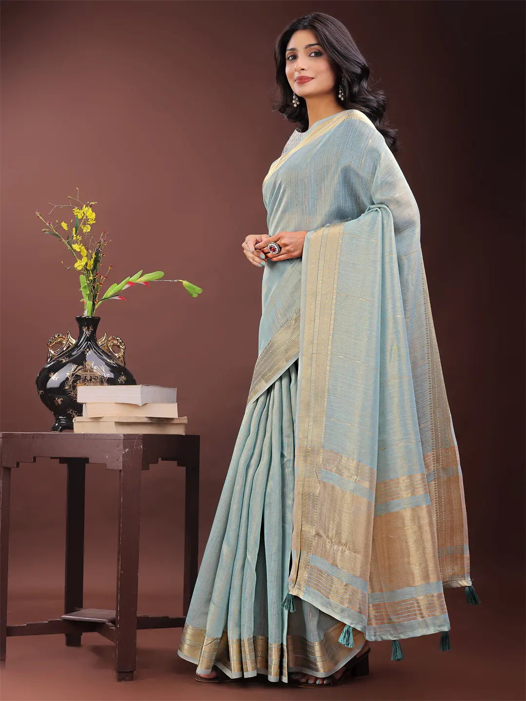 Sky Blue Organza Saree