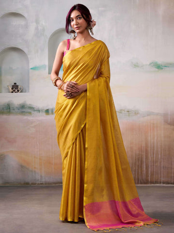 Yellow Tissue Silk Saree