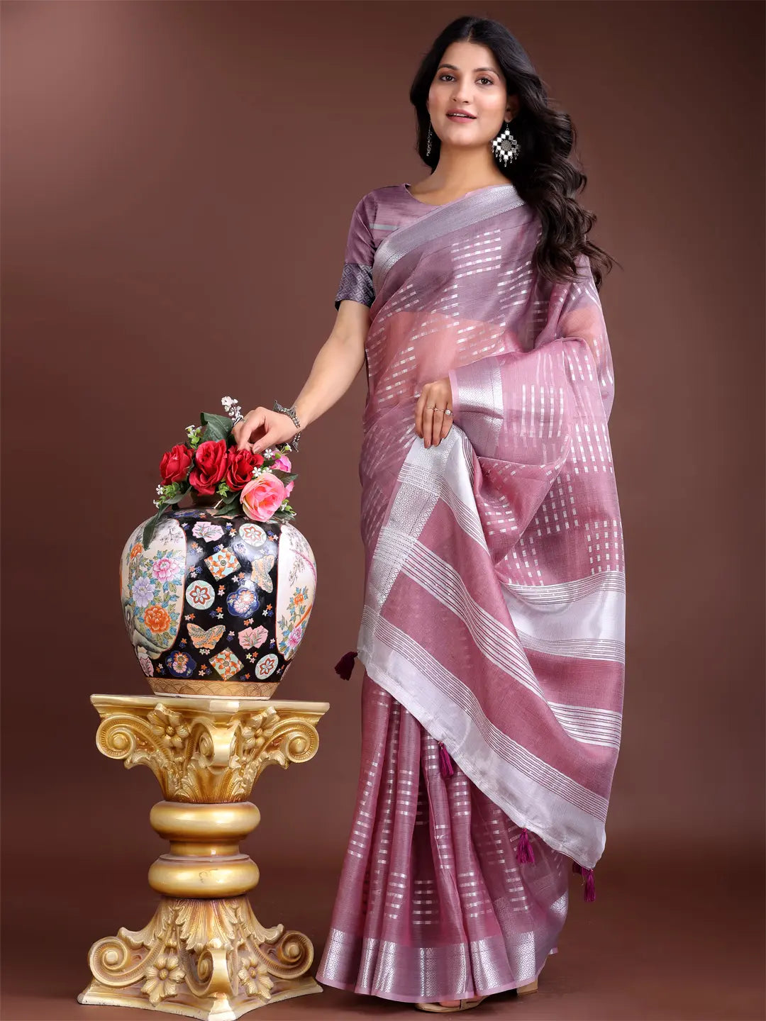 Purple Organza Saree