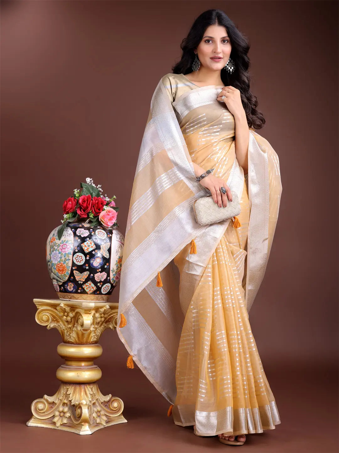 Yellow Organza Saree