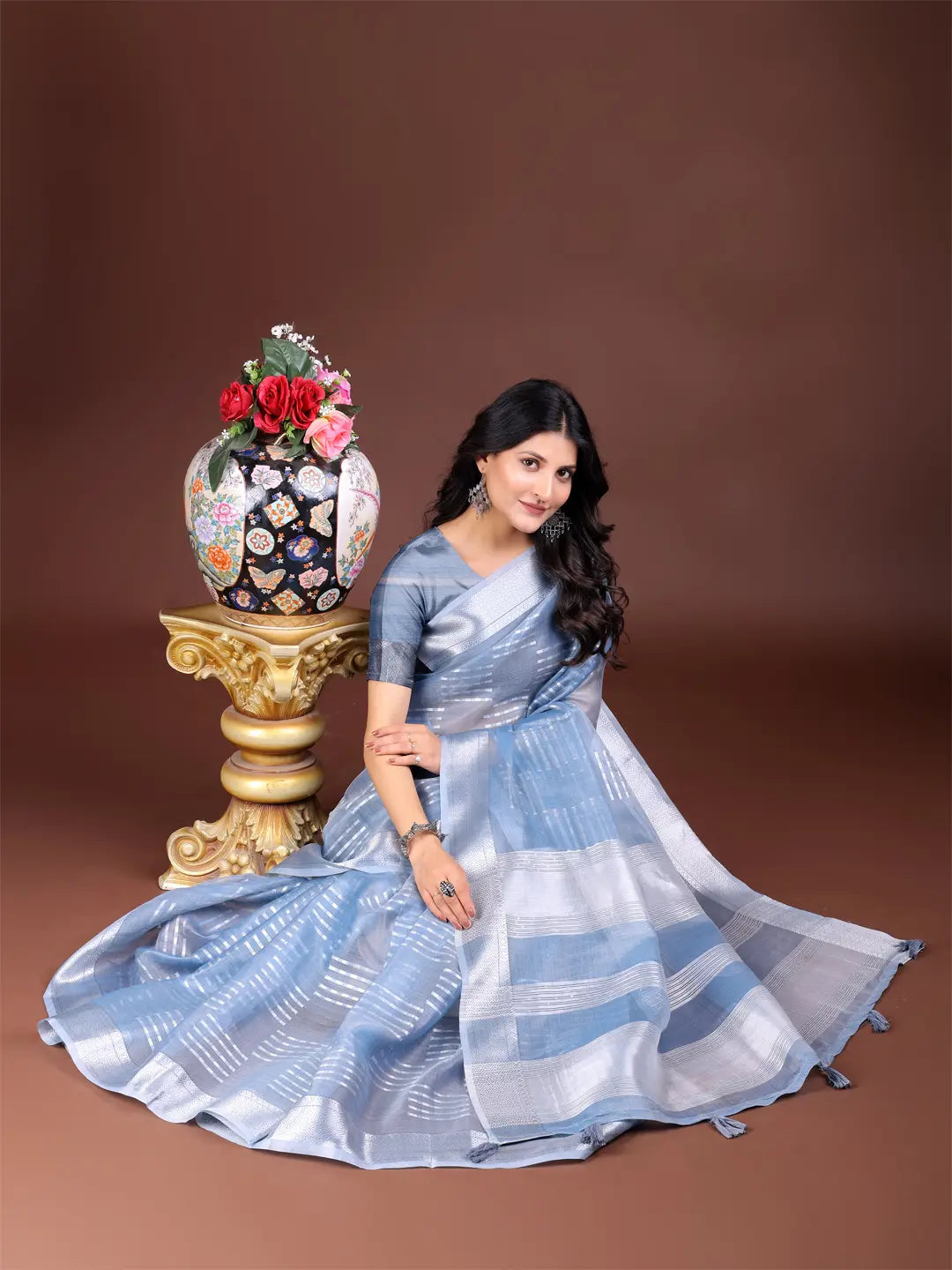 Sky Blue Organza Saree