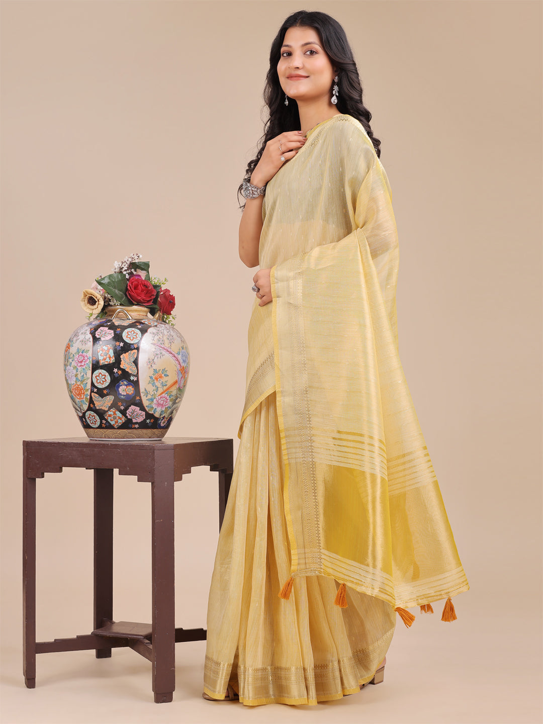 Yellow Organza Saree