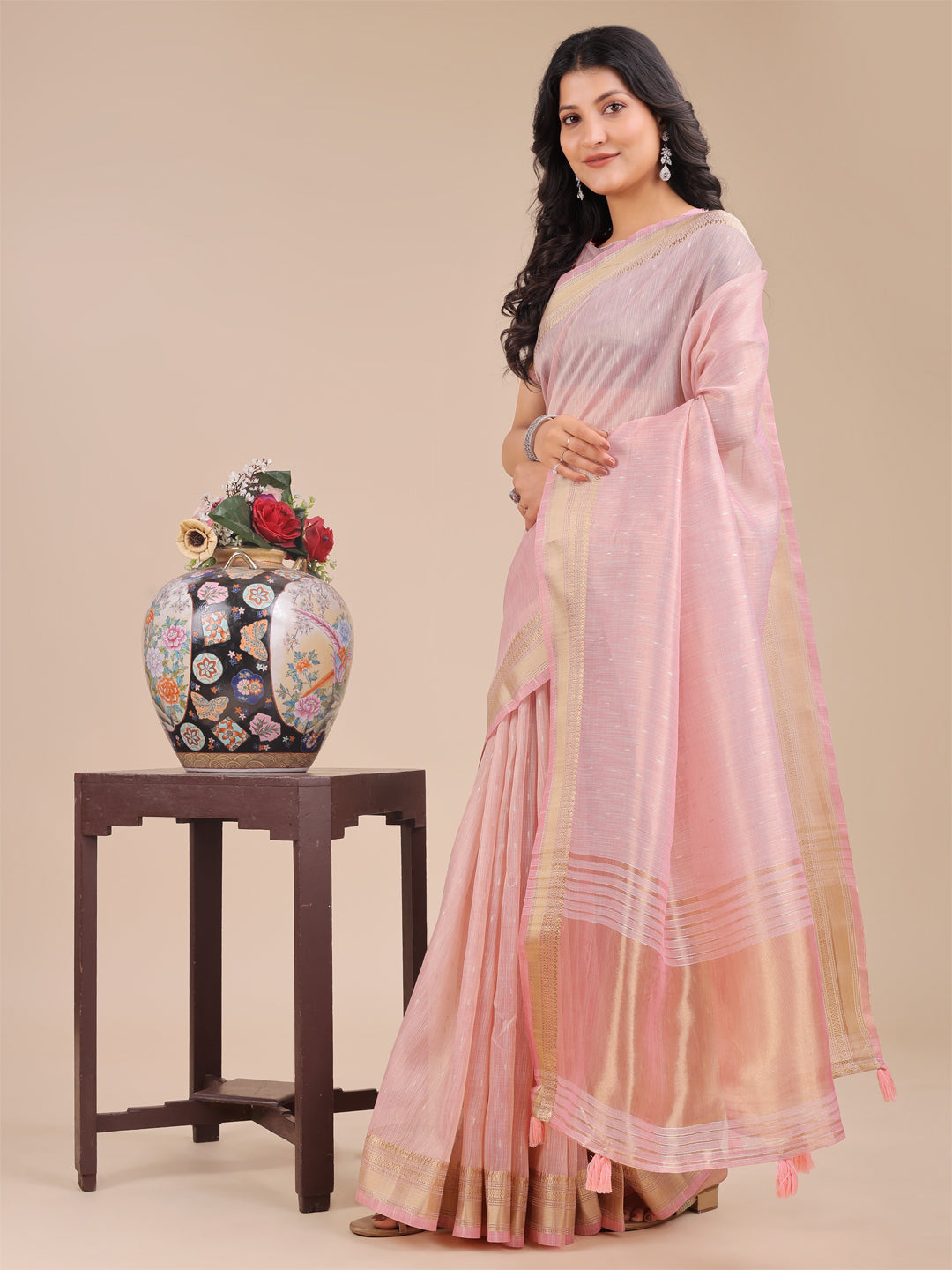 Light Pink Organza Saree