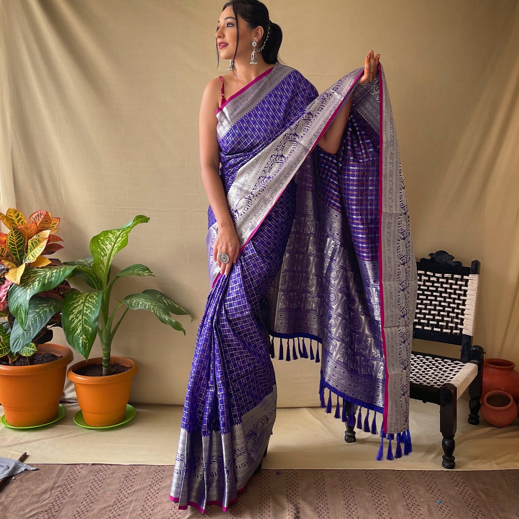 Violet Silk Saree