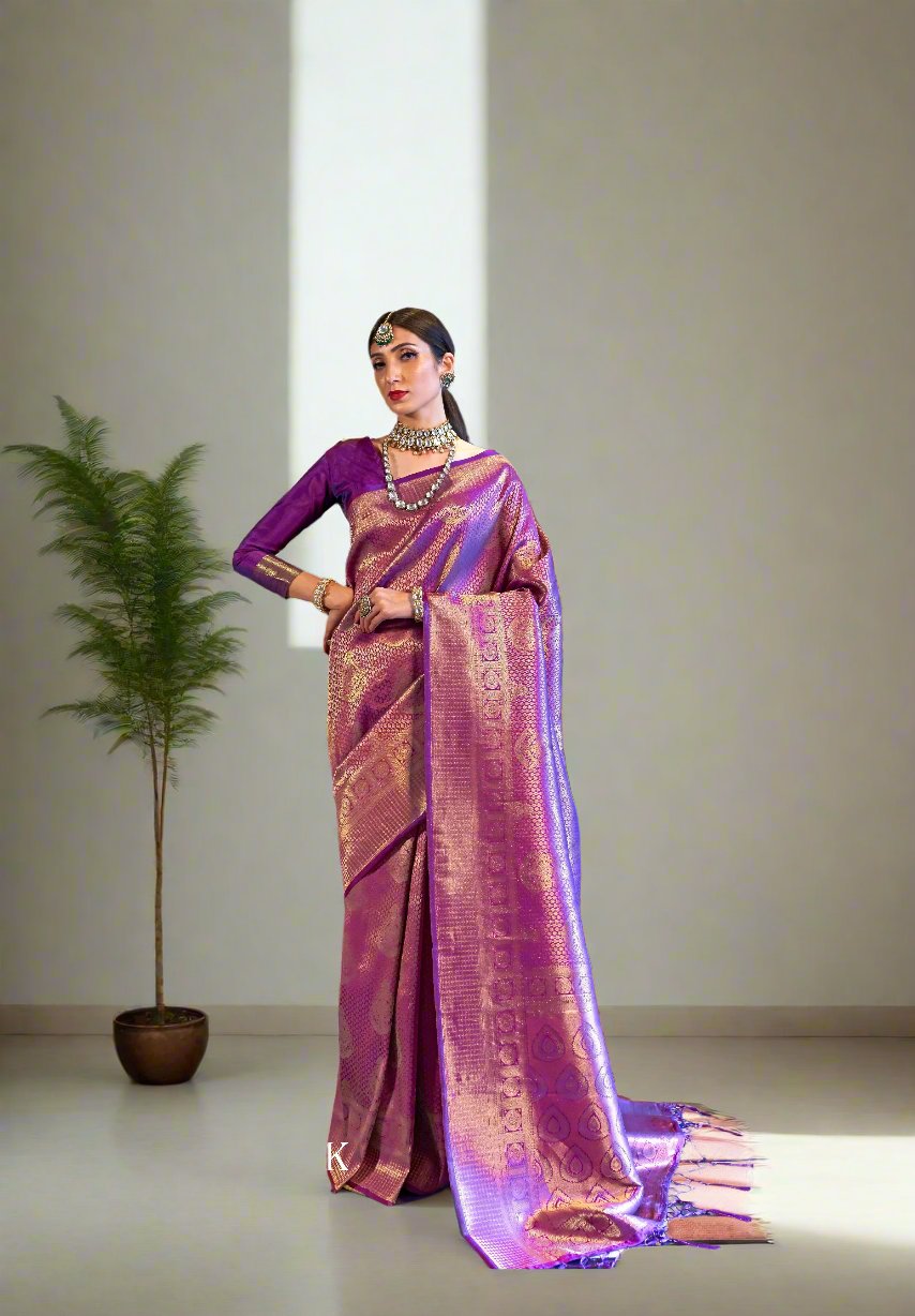 Violet Weaving Silk Saree