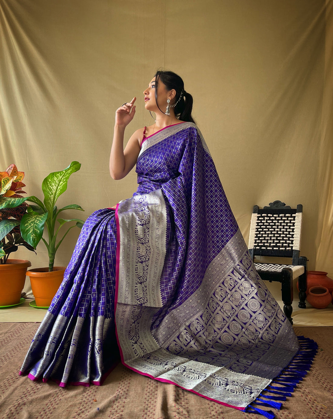 Violet Silk Saree