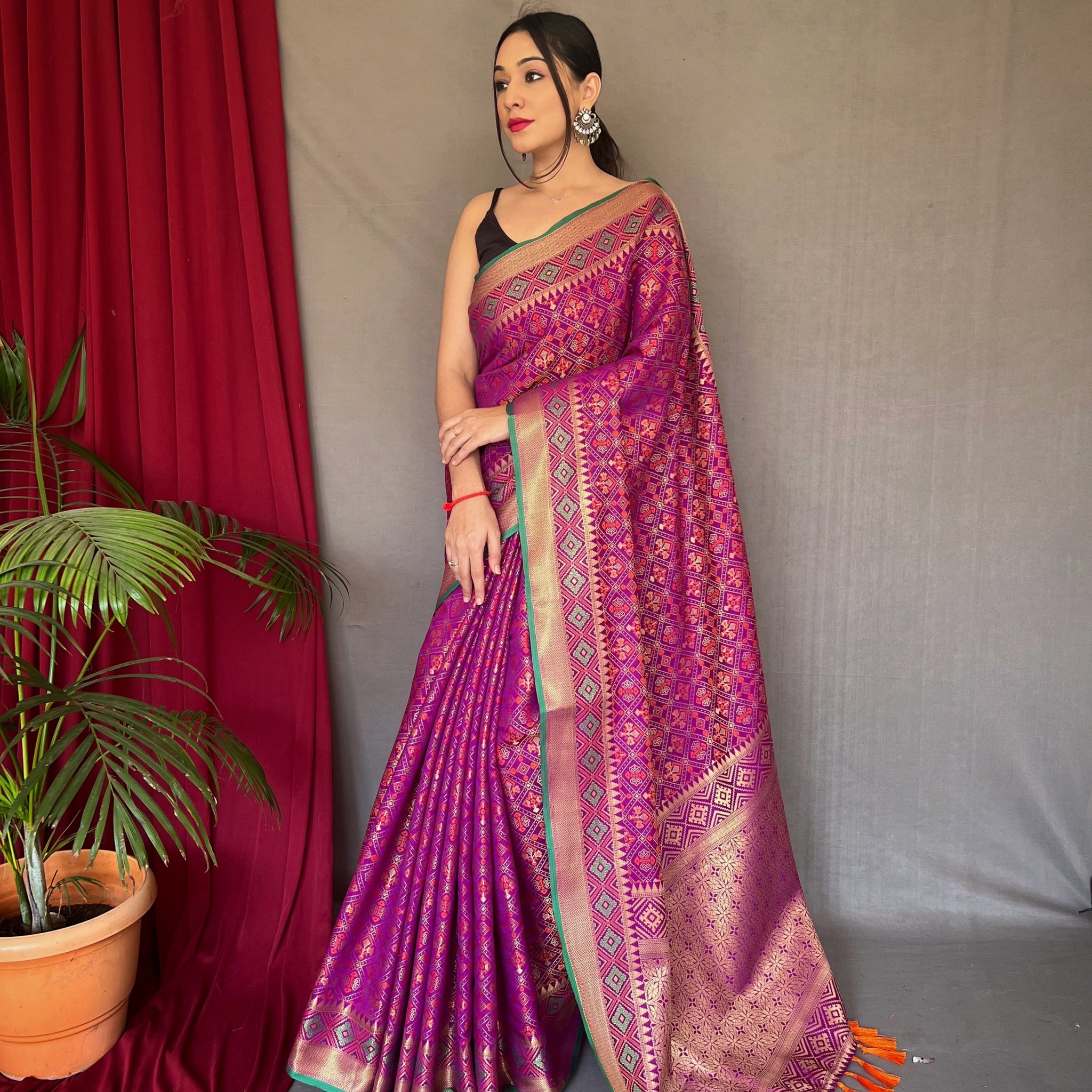 Wine Silk Saree