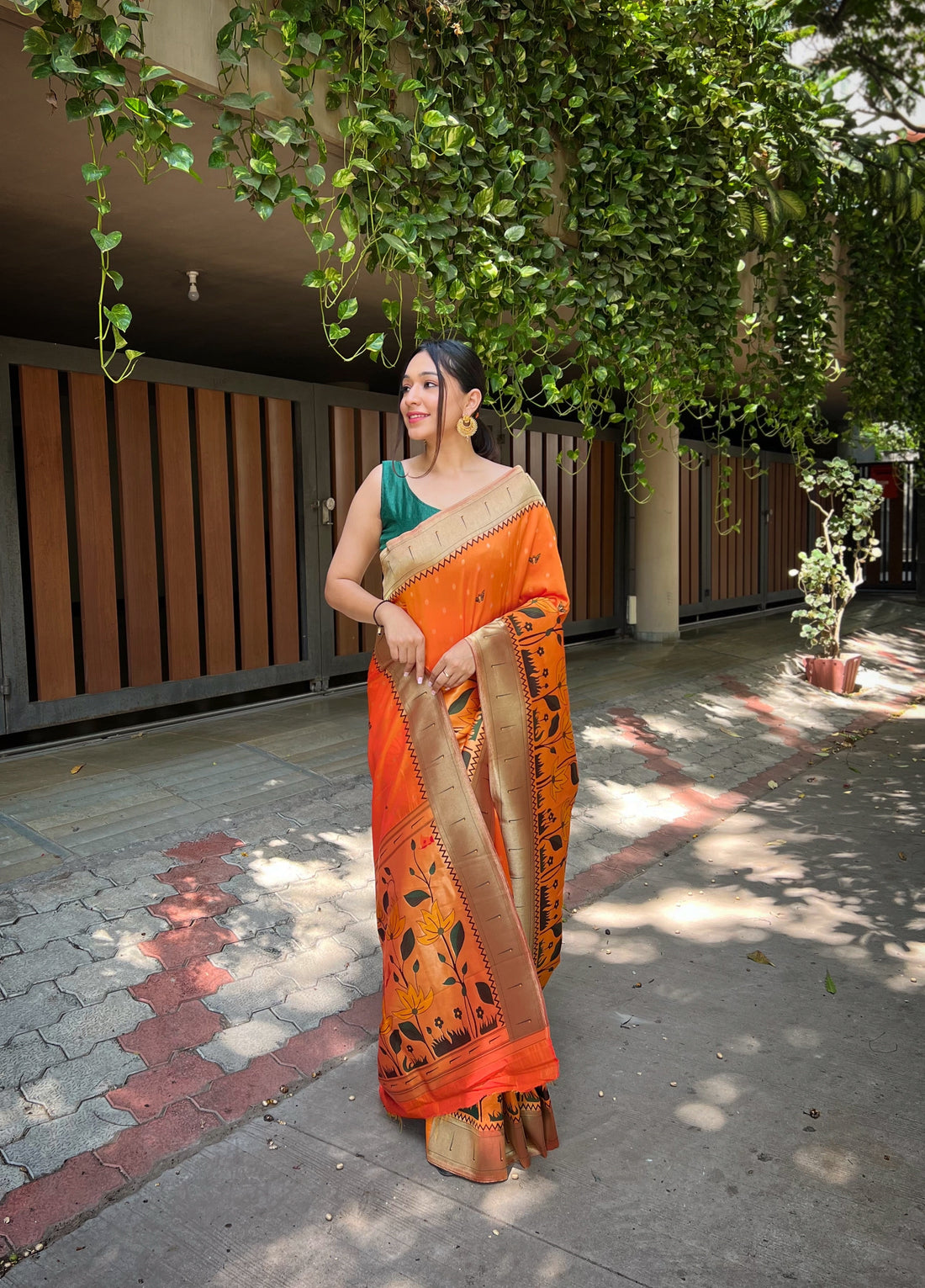 Orange Banarasi Silk Saree