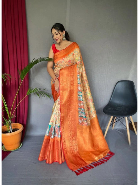 Orange Pure Kanchipuram saree