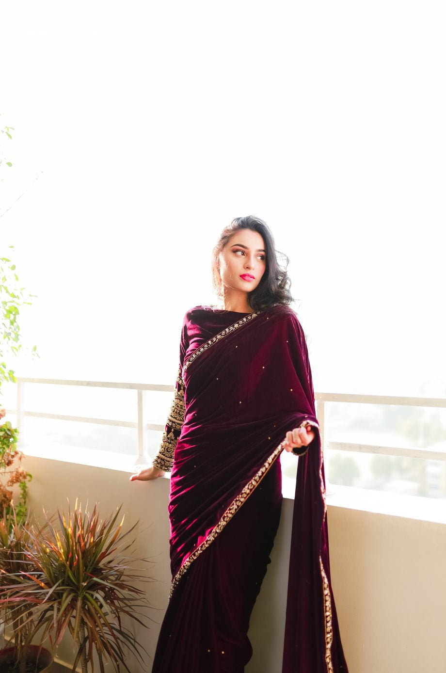 Black color Velvet Saree With Sequence Work Blouse – Amrutamfab